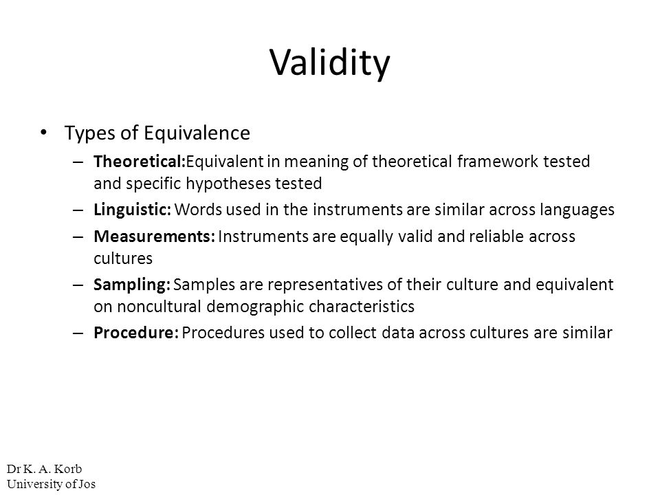 Validity Types of Equivalence