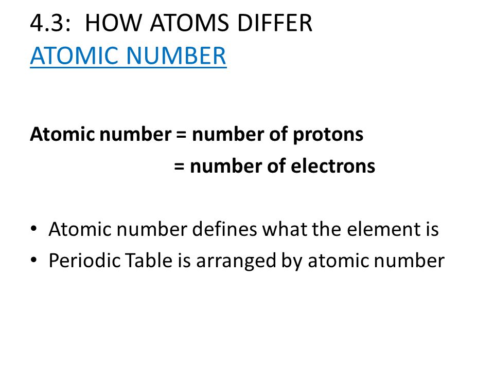 4.3: HOW ATOMS DIFFER ATOMIC NUMBER