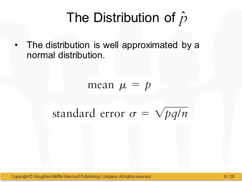 The Distribution of The distribution is well approximated by a normal distribution.