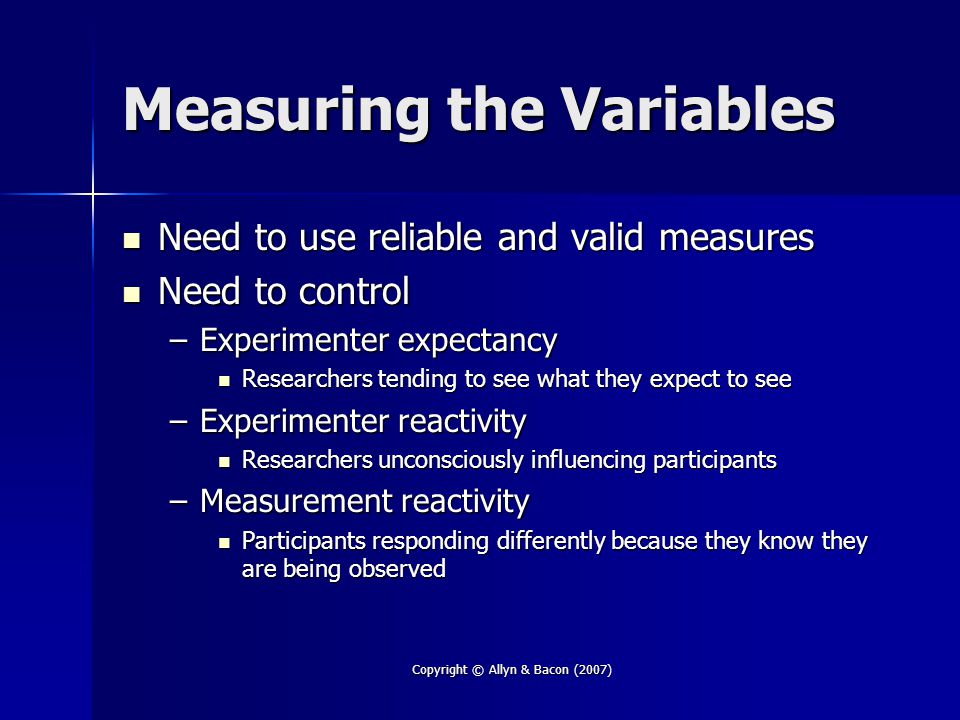 Measuring the Variables
