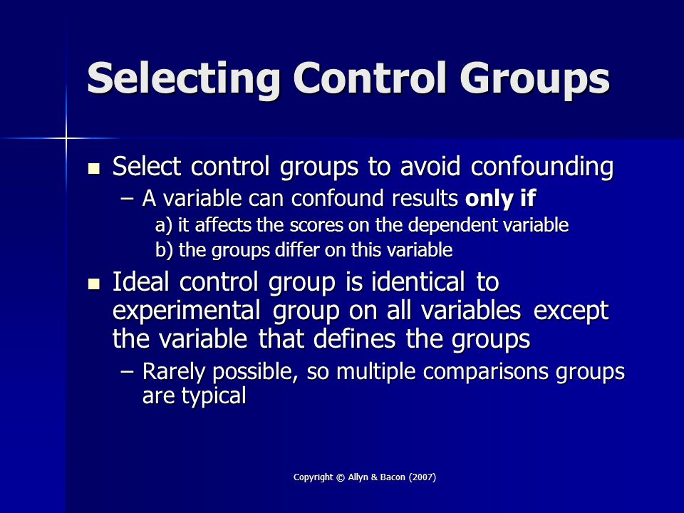 Selecting Control Groups
