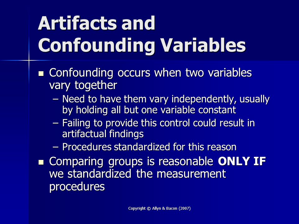 Artifacts and Confounding Variables