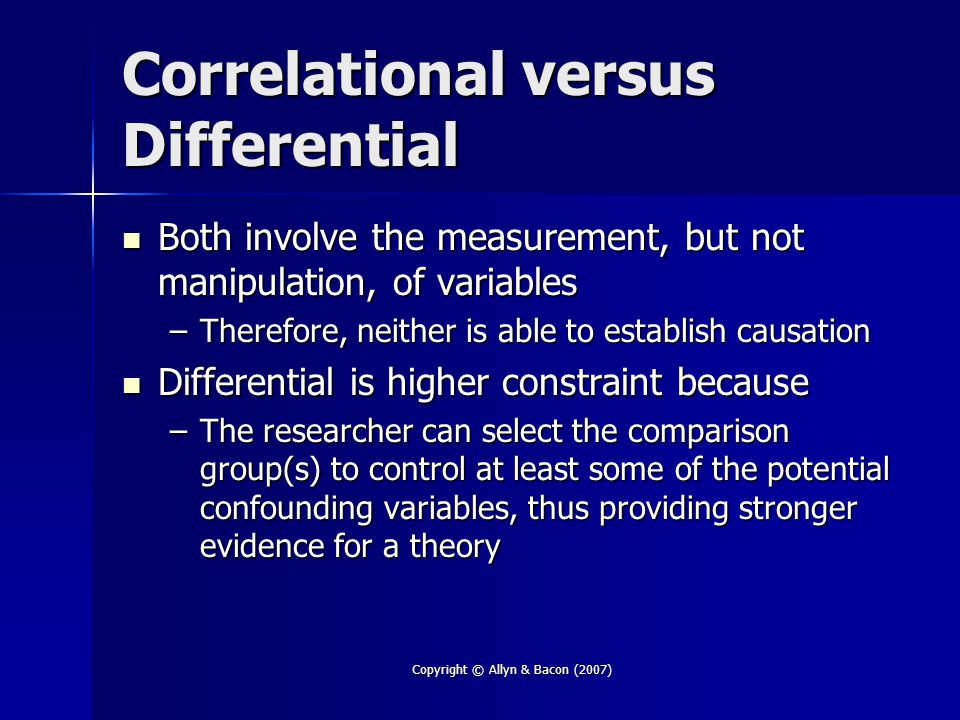 Correlational versus Differential