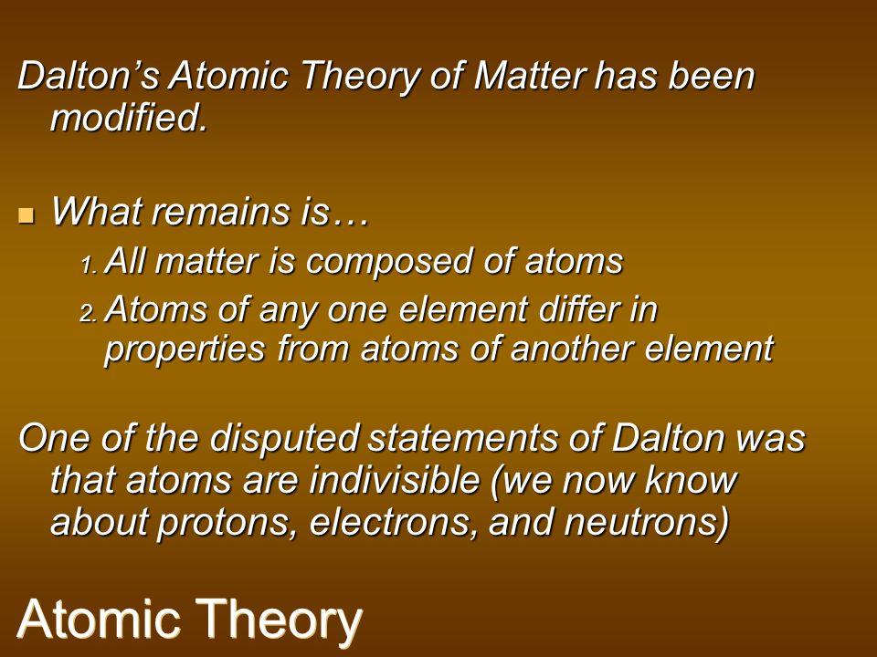 which concept in daltons theory been modified