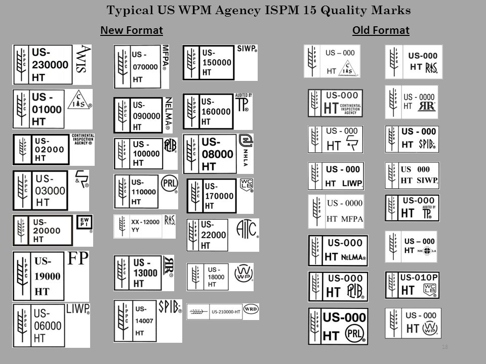 Typical US WPM Agency ISPM 15 Quality Marks