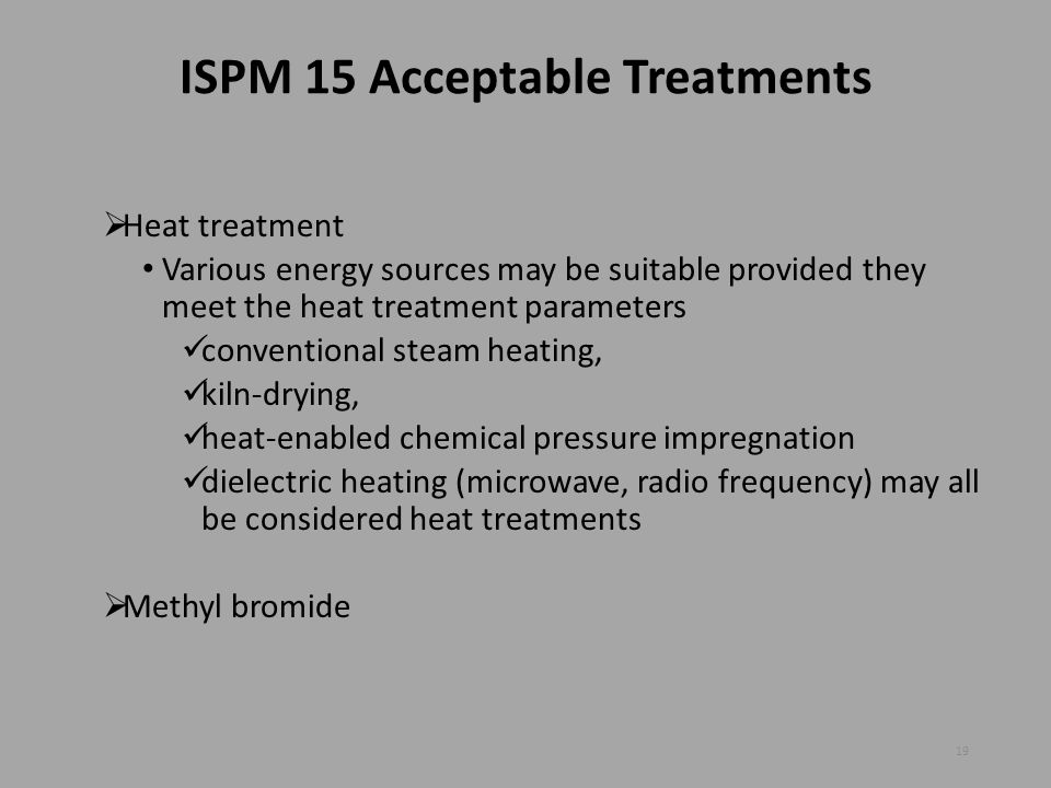 ISPM 15 Acceptable Treatments