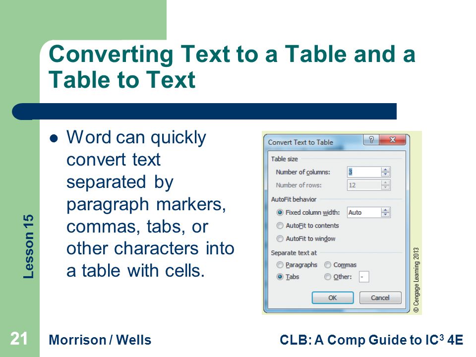 Converting Text to a Table and a Table to Text