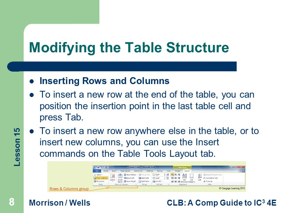 Modifying the Table Structure