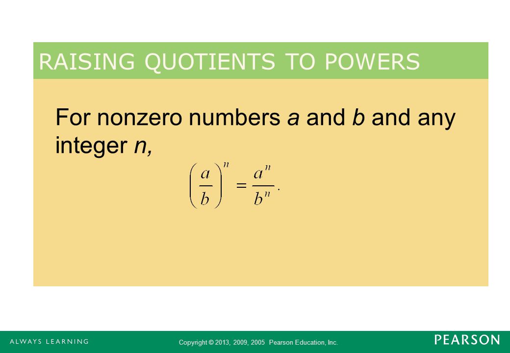 For nonzero numbers a and b and any integer n,