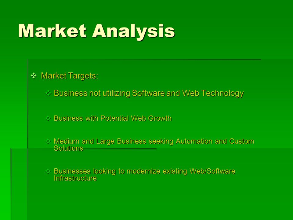Market Analysis Market Targets: