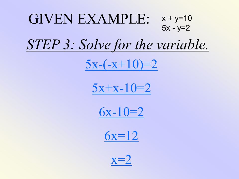 STEP 3: Solve for the variable.
