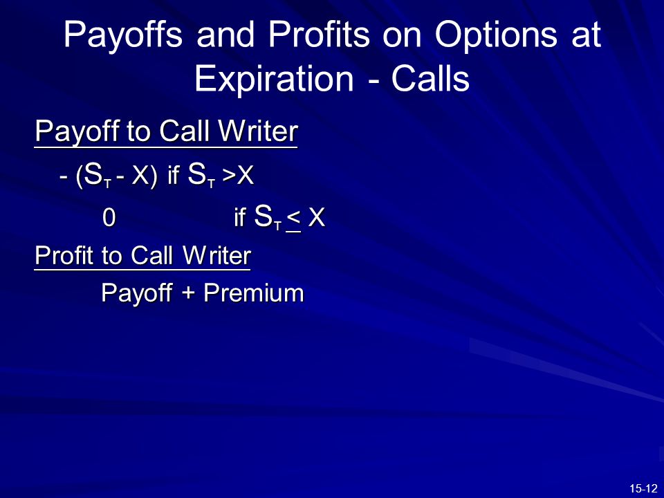 Payoffs and Profits on Options at Expiration - Calls