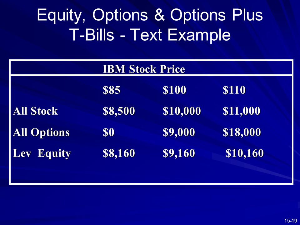Equity, Options & Options Plus T-Bills - Text Example