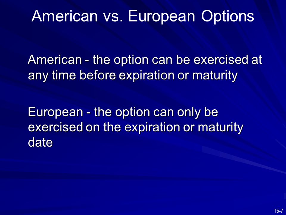 American vs. European Options