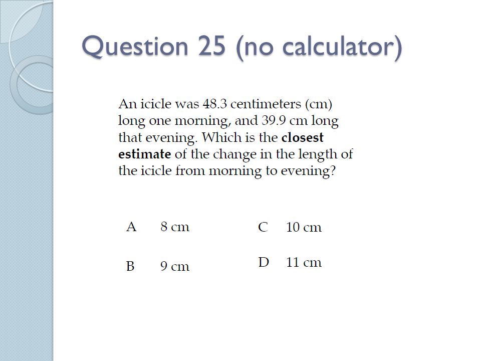 Question 25 (no calculator)