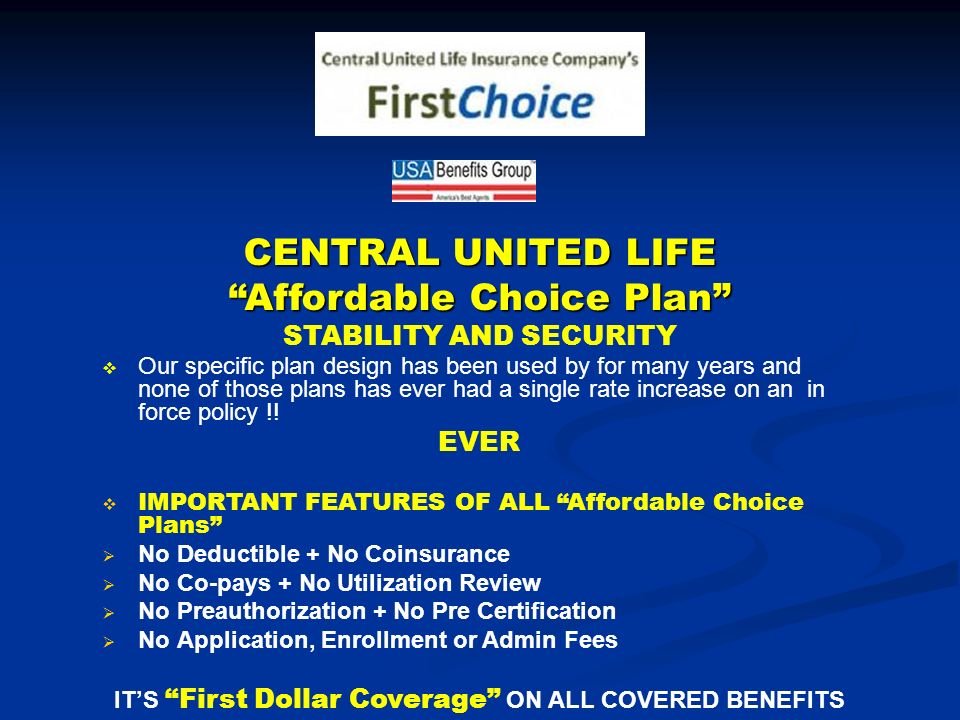 CENTRAL UNITED LIFE Affordable Choice Plan