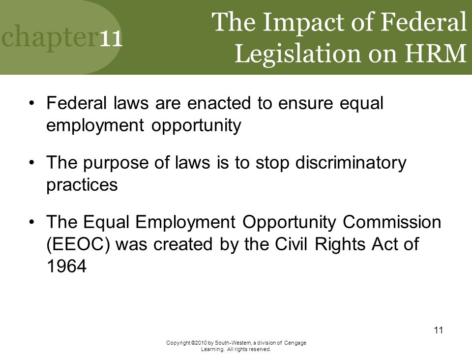 The Impact of Federal Legislation on HRM