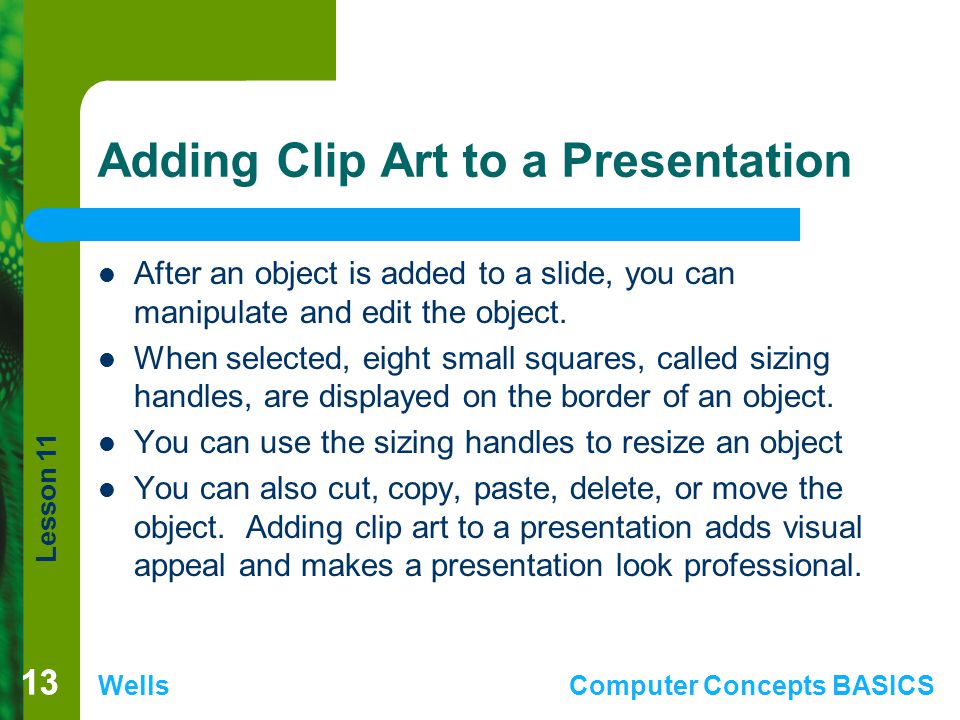 Adding Clip Art to a Presentation