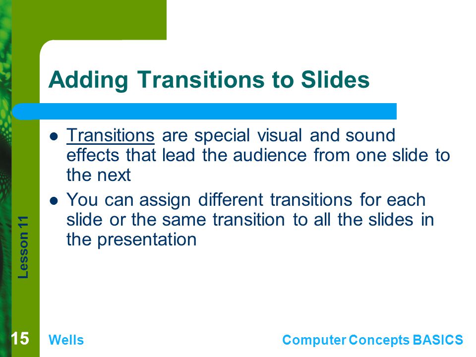 Adding Transitions to Slides
