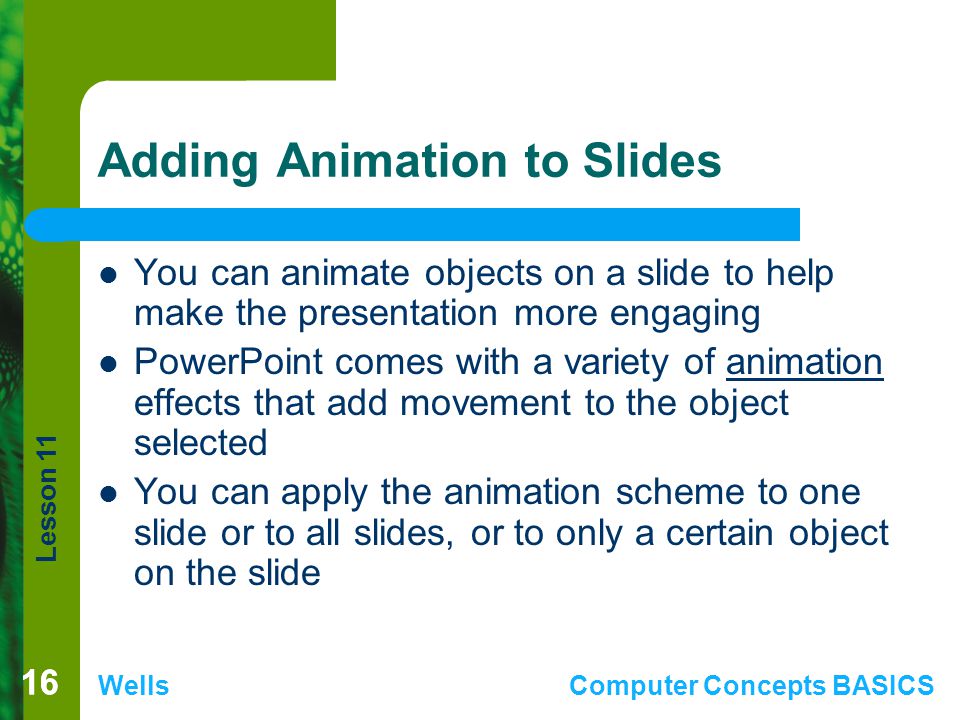 Adding Animation to Slides