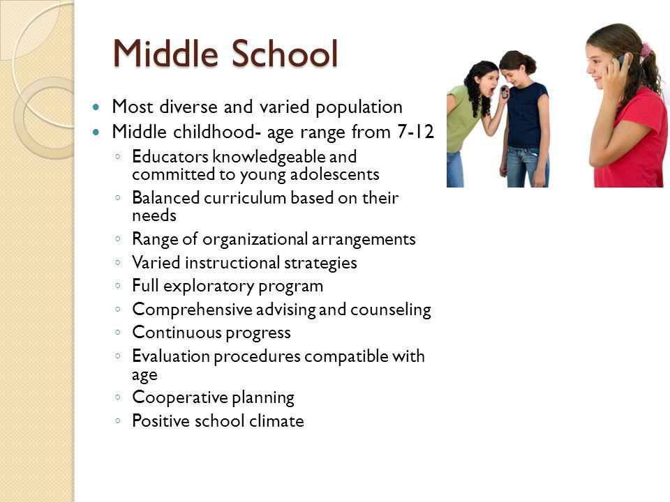 Middle School Most diverse and varied population