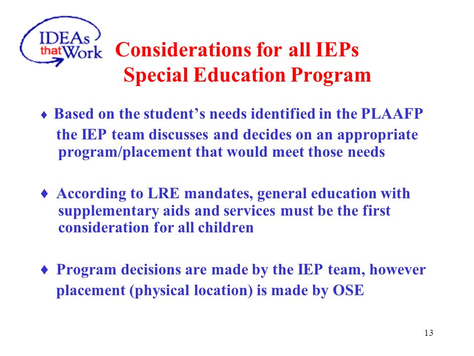 PLAAFP Considerations for all IEPs