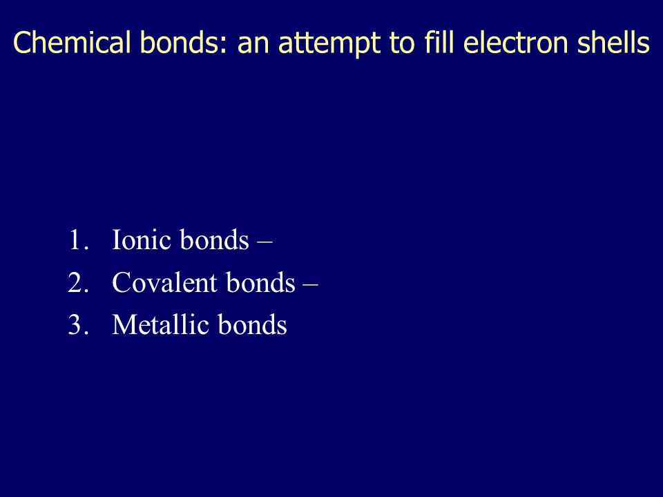 Chemical bonds: an attempt to fill electron shells