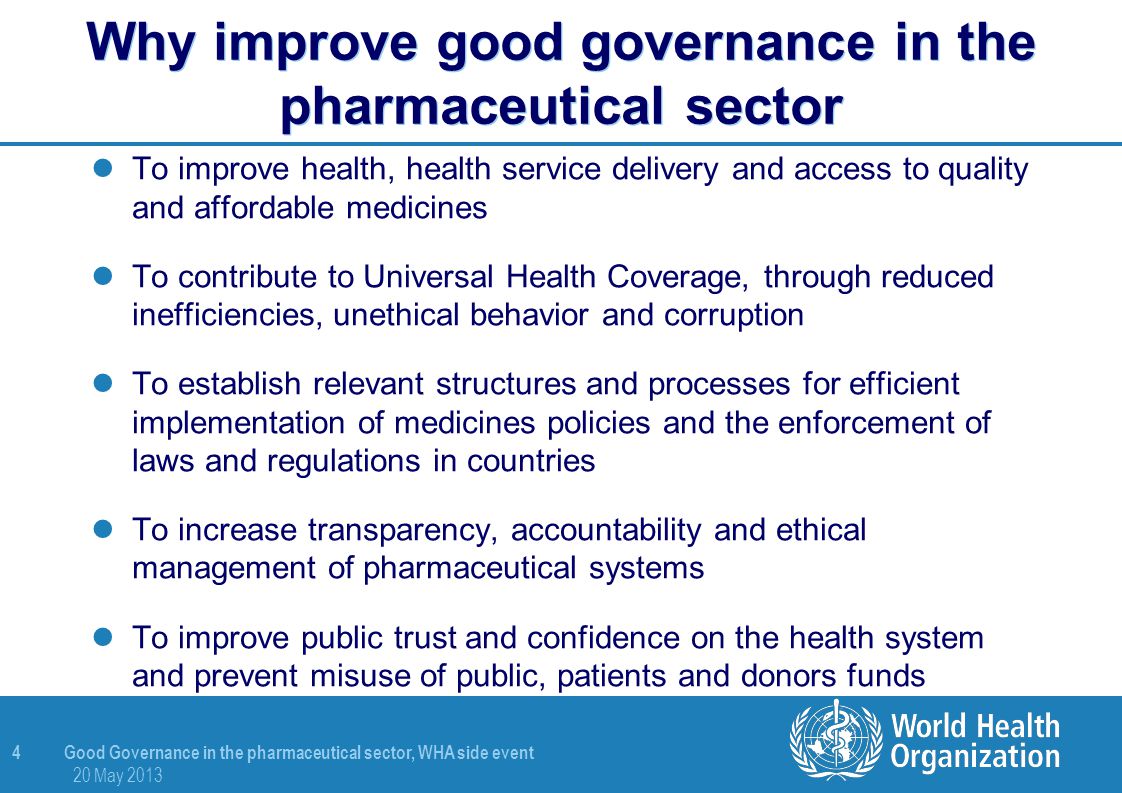 Why improve good governance in the pharmaceutical sector