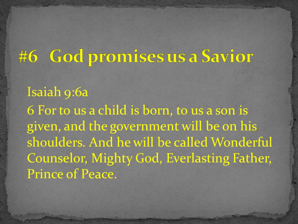 #6 God promises us a Savior