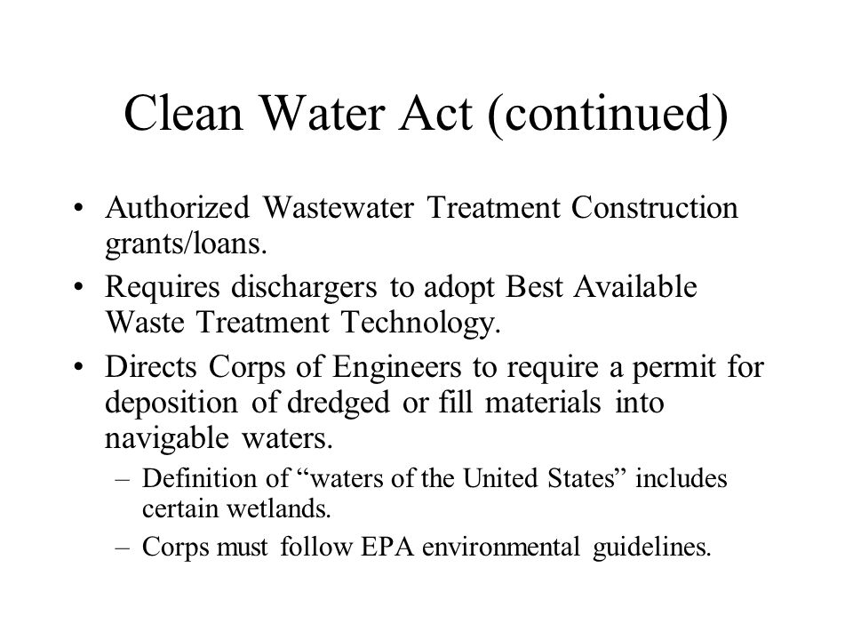 Clean Water Act (continued)