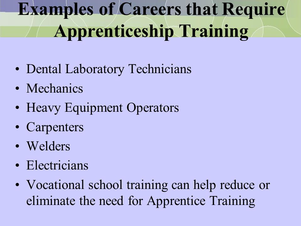 Examples of Careers that Require Apprenticeship Training