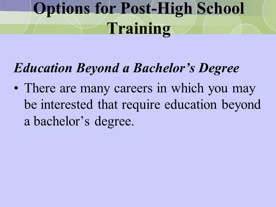 Options for Post-High School Training