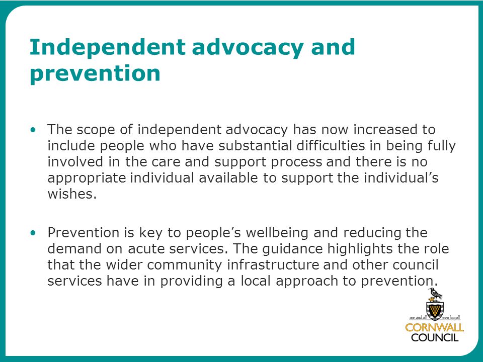 Independent advocacy and prevention