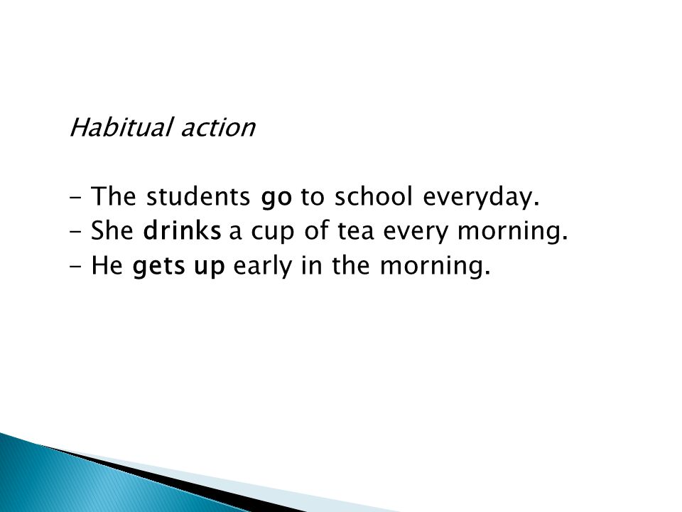 Habitual action - The students go to school everyday
