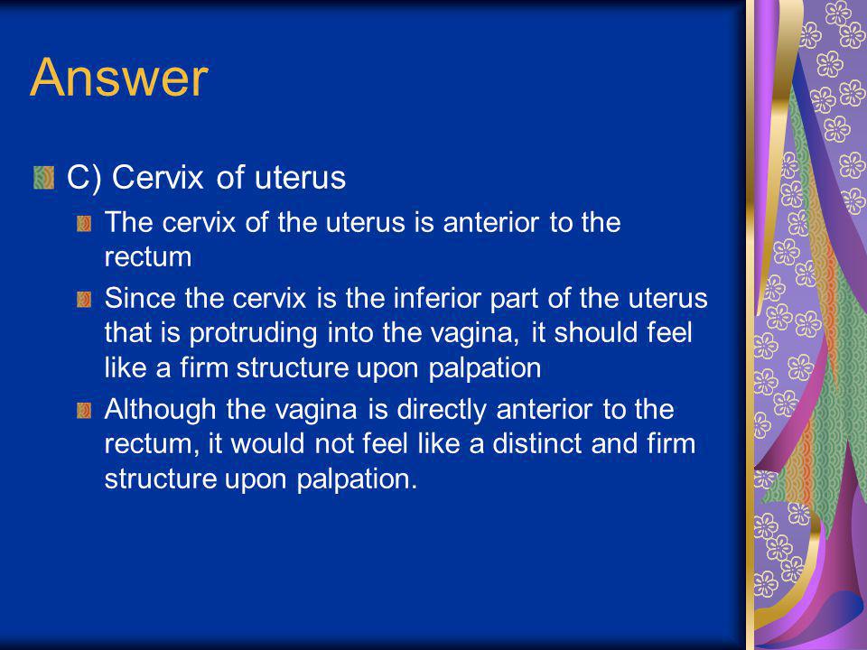 Answer C) Cervix of uterus