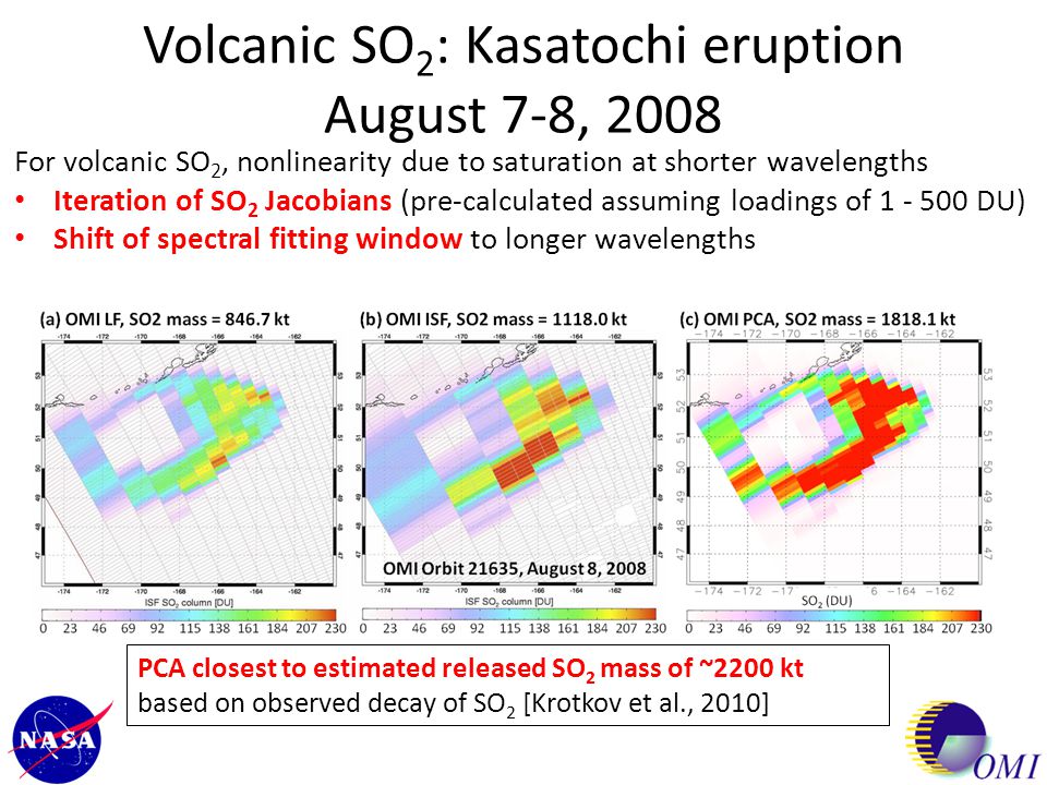 Volcanic SO2: Kasatochi eruption August 7-8, 2008