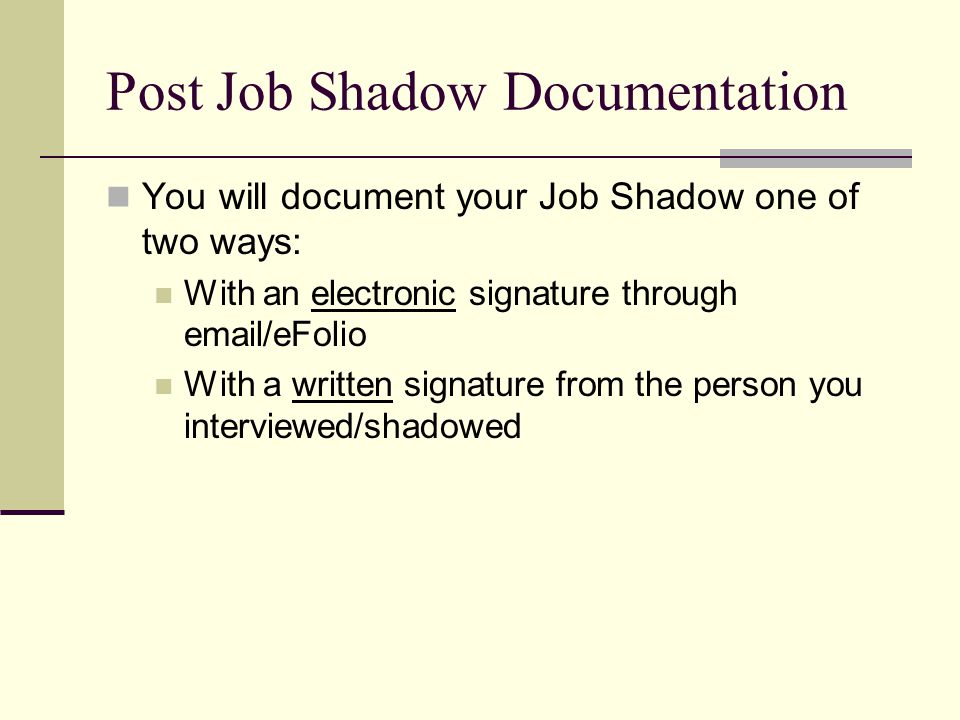 job shadow essay