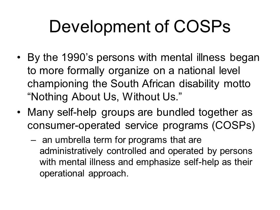 Development of COSPs