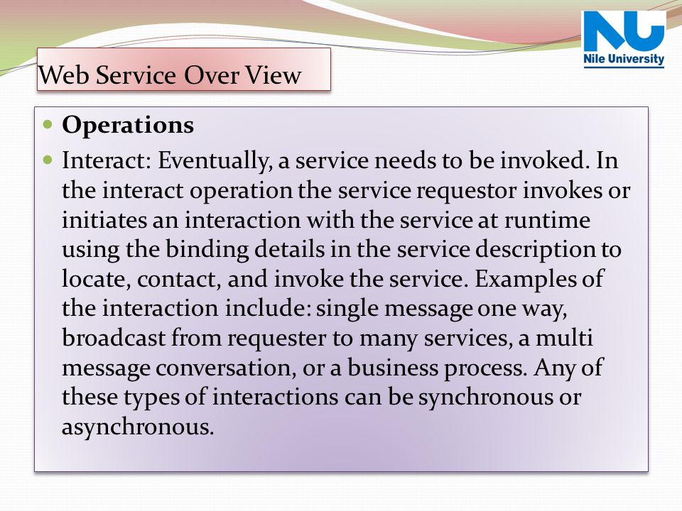 Web Service Over View Operations