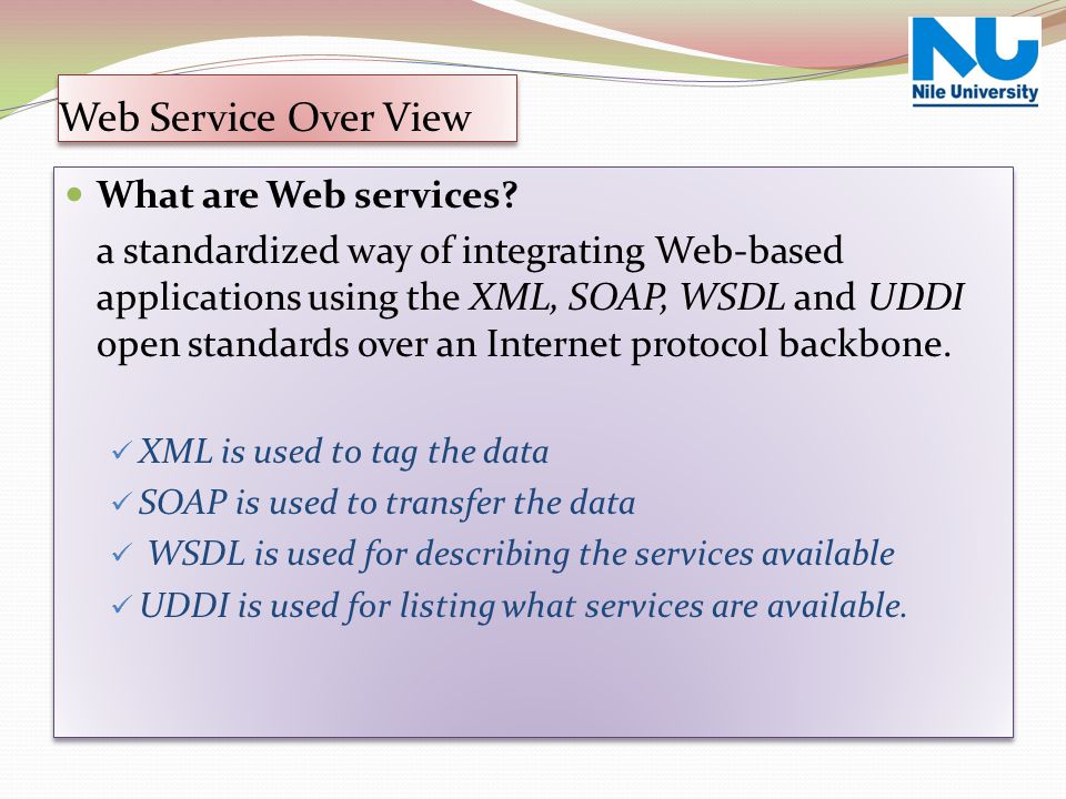 Web Service Over View What are Web services