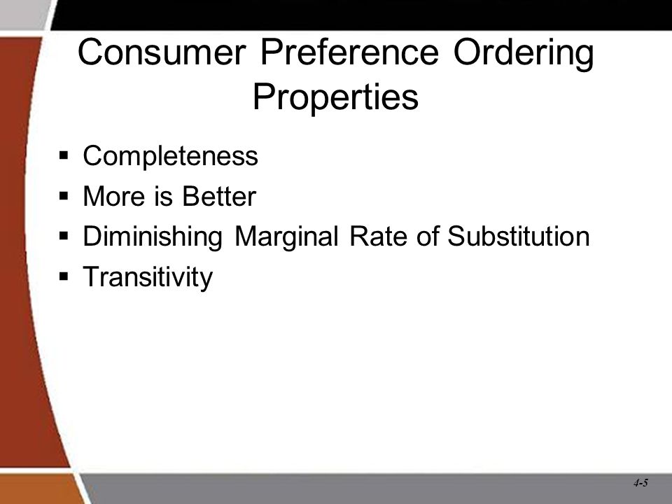 Consumer Preference Ordering Properties