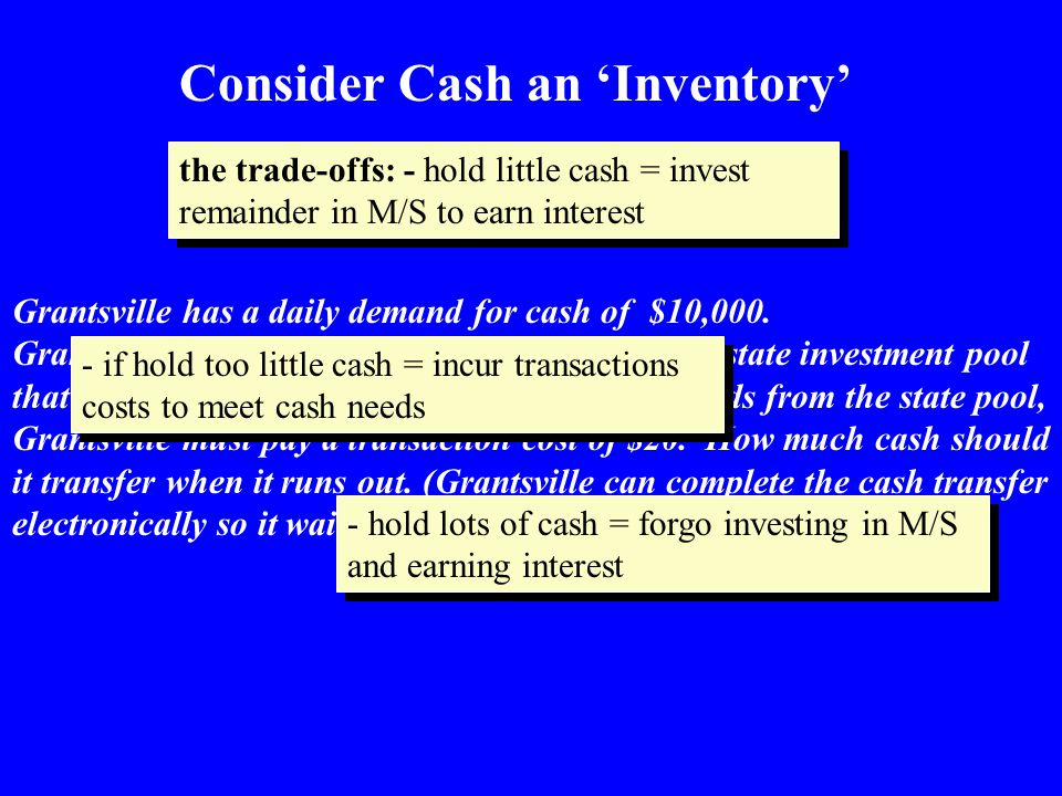 Consider Cash an ‘Inventory’