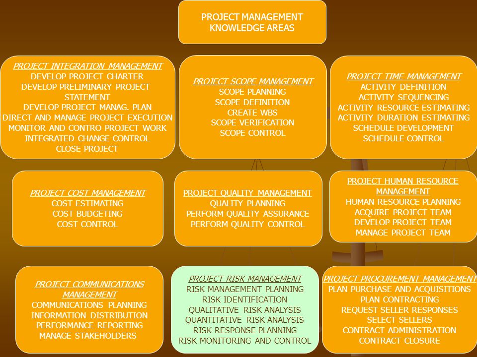 PROJECT MANAGEMENT KNOWLEDGE AREAS PROJECT INTEGRATION MANAGEMENT