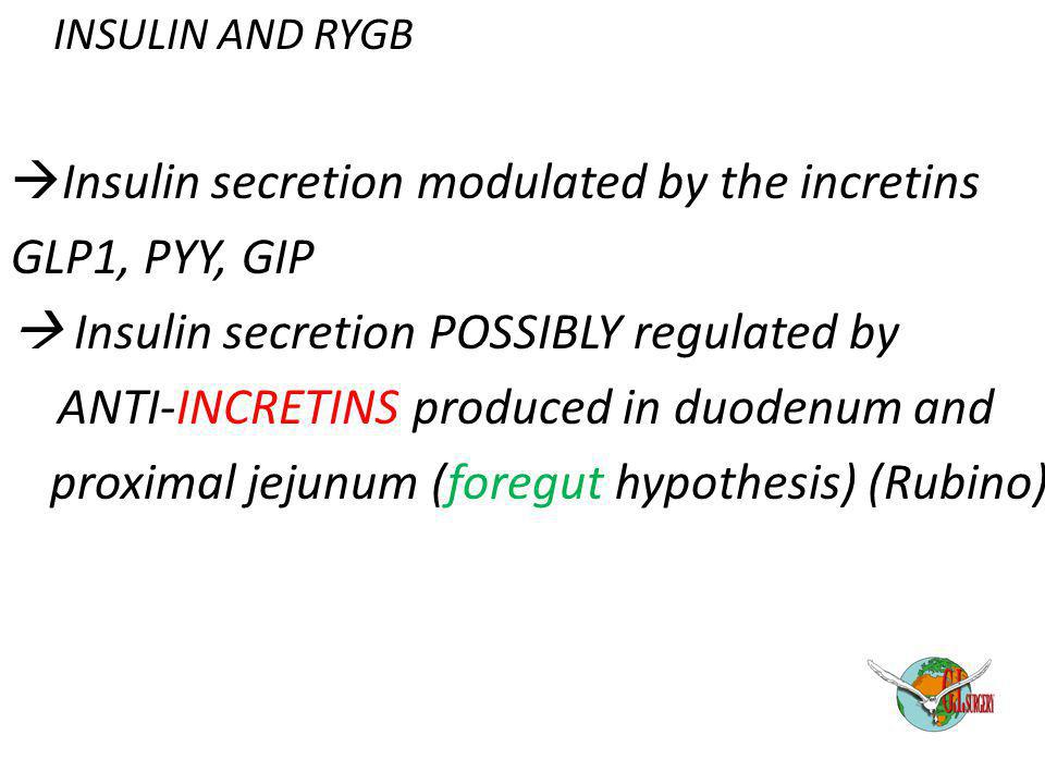 Insulin secretion modulated by the incretins GLP1, PYY, GIP