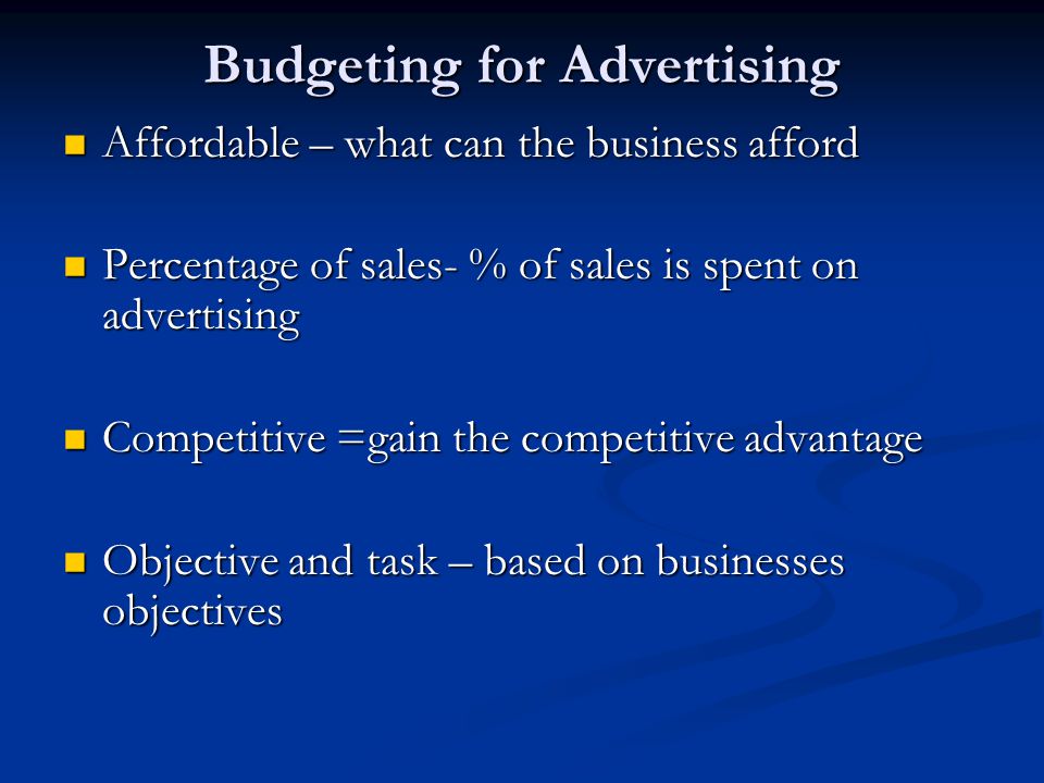 Budgeting for Advertising