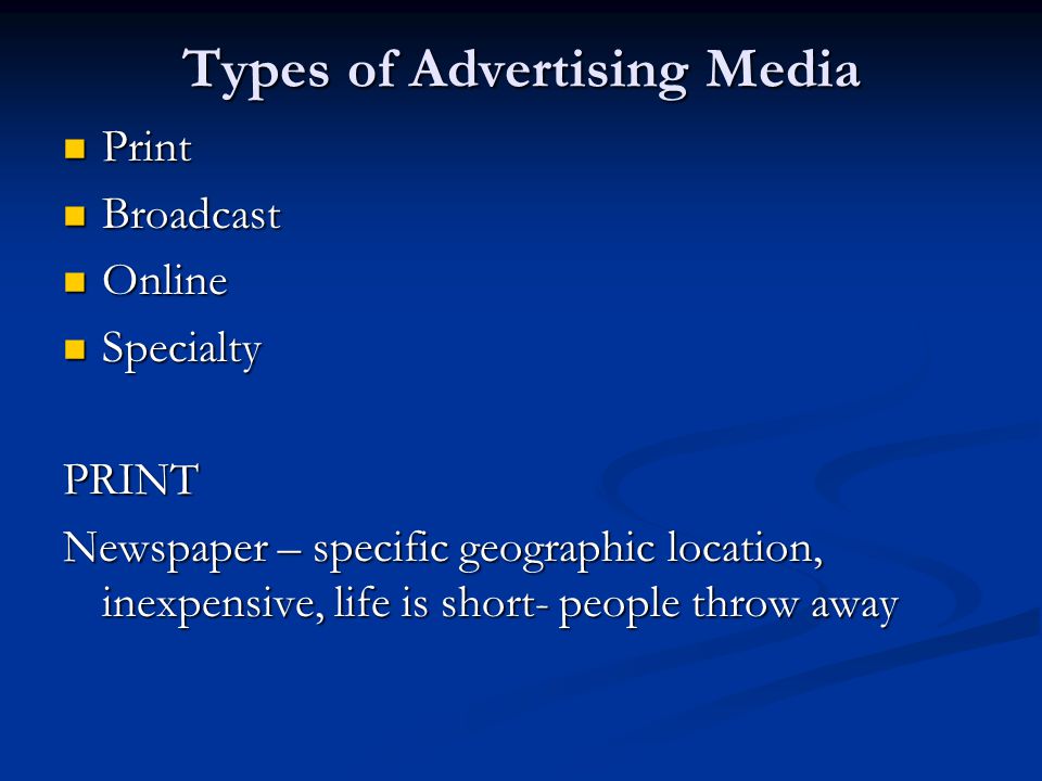 Types of Advertising Media