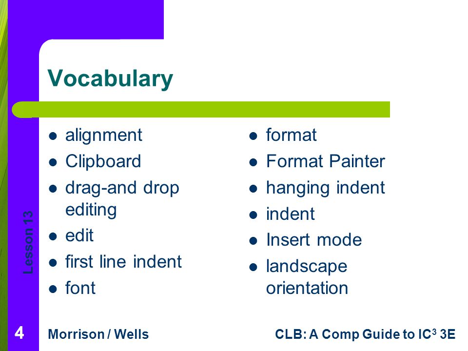Vocabulary alignment Clipboard drag-and drop editing edit