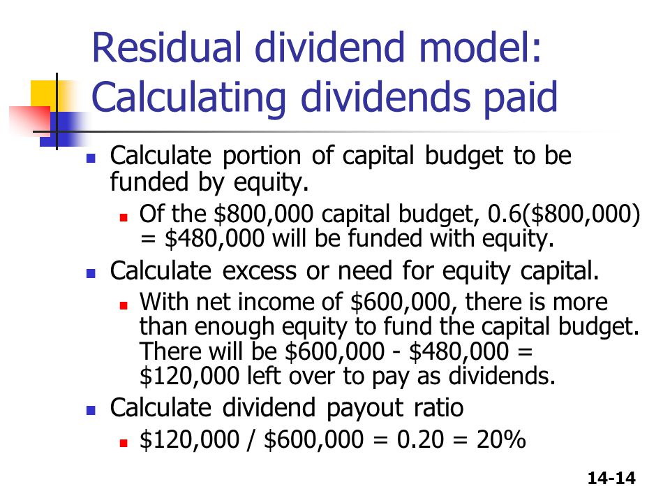 Residual dividend model: Calculating dividends paid