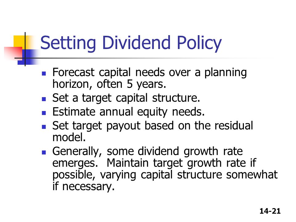 Setting Dividend Policy
