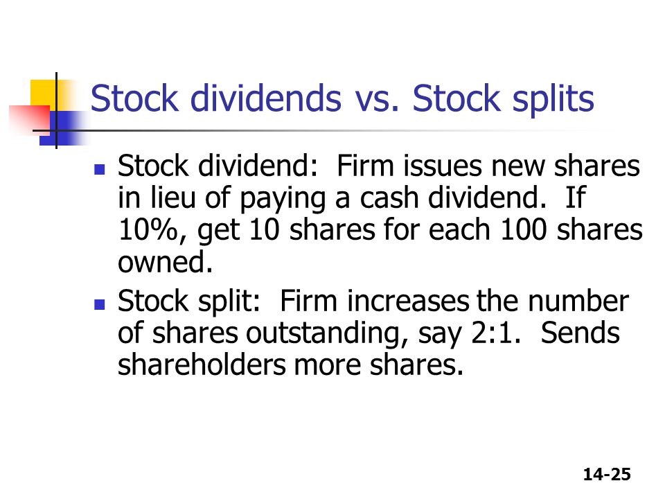 Stock dividends vs. Stock splits
